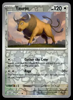 TAUROS - 128/165 - POKEMON 151 MEW ENGLISH - REVERSE HOLO - NM - Image 1