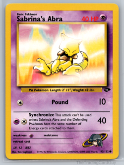 Sabrina's Abra - 93/132 - Pokemon Gym Challenge Unlimited Card WOTC LP - Image 1