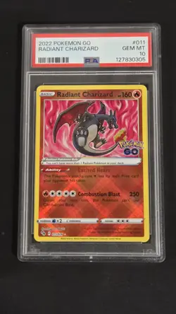 PSA 10 Radiant Charizard 011/078 Pokemon GO Holo Rare Pokemon 2022 - Image 1
