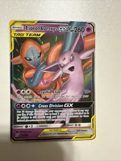 Espeon and Deoxys GX 72/236 Pokemon TCG Unified Minds Tag Team Ultra Rare - Image 1