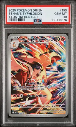 2025 POKEMON DRI EN-DESTINED RIVALS ILLUSTRATION RARE ETHAN'S TYPHLOSION PSA 10 - Image 1