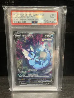 PSA 9 2021 Pokemon Vaporeon V SWSH181 Vaporeon VMax Premium Collection TCG Card - Image 1