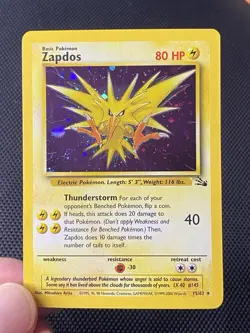 Zapdos 15/62 Swirl Cosmos Holo Rare Pokemon TCG WOTC Fossil Thunderstorm LP+ - Image 1