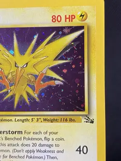 Zapdos 15/62 Swirl Cosmos Holo Rare Pokemon TCG WOTC Fossil Thunderstorm LP+ - Image 2