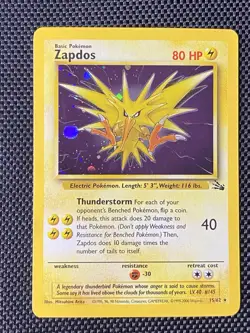 Zapdos 15/62 Swirl Cosmos Holo Rare Pokemon TCG WOTC Fossil Thunderstorm LP+ - Image 3