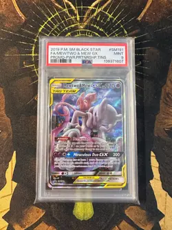 Pokemon Mewtwo Mew GX SM191 Promo Full Art PSA 9 - Image 1
