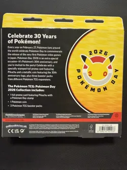 Pokemon TCG 2026 Pokemon Day 30th Anniversary Sealed Box Pikachu Promo 3 Packs - Image 2