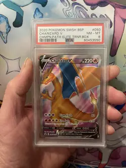 2020 POKEMON SWSH BLACK STAR CHARIZARD V CHAMPION PATH PROMO #050 PSA 8 NM-MINT - Image 1