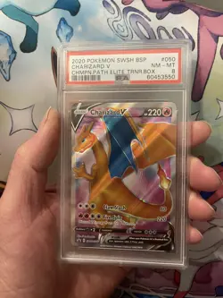 2020 POKEMON SWSH BLACK STAR CHARIZARD V CHAMPION PATH PROMO #050 PSA 8 NM-MINT - Image 3