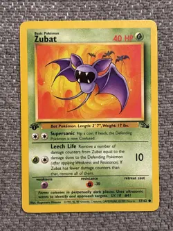 Pokemon TCG Zubat 1st Edition Fossil 57/62 Common Card LP Condition - Image 1