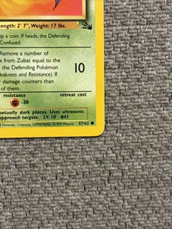 Pokemon TCG Zubat 1st Edition Fossil 57/62 Common Card LP Condition - Image 2