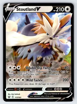 Stoutland V 117/163 2021 Battle Styles Pokemon Card TCG Ultra Rare Full Art - Nm - Image 1