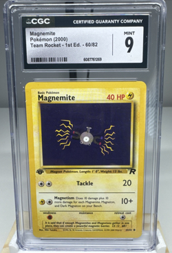 CGC 9 Magnemite 60/82 – 1st Edition Team Rocket Vintage WotC Pokemon Card - Image 1