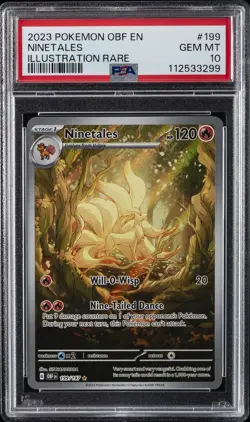 2023 POKEMON OBF EN-OBSIDIAN FLAMES ILLUSTRATION RARE #199 NINETALES PSA 10 - Image 1