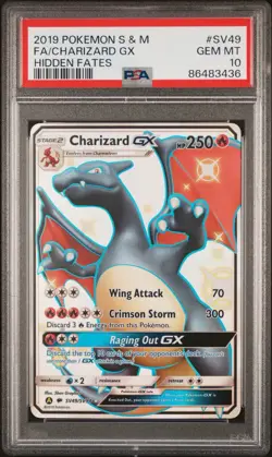 PSA 10 Gem Mint - Charizard GX SV49/SV94 - Hidden Fates Full Art Shiny Pokemon - Image 1