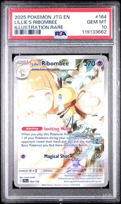 LILLIE'S RIBOMBEE 2025 Pokemon SV Journey Together #164 Illustration Rare PSA 10 - Image 1