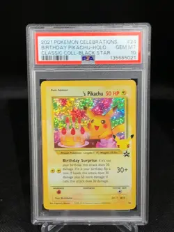 2021 Pokemon Celebrations Birthday Pikachu Holo Black Star PSA 10 - Image 1