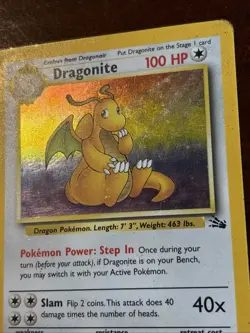 Pokemon Fossil Dragonite 4/62 Holo Rare MP - Image 3