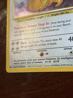 Pokemon Fossil Dragonite 4/62 Holo Rare MP - Image 4