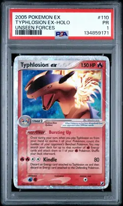 PSA 1 Typhlosion EX Unseen Forces Holo Foil #110 2005 Pokemon PR - Image 1