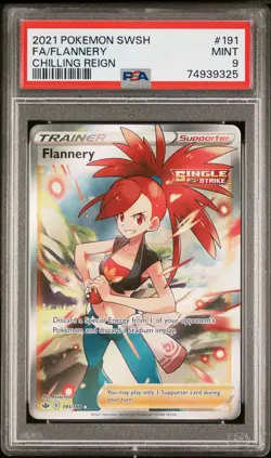 2021 POKEMON SWORD & SHIELD CHILLING REIGN #191 FULL ART/FLANNERY PSA 9 - Image 1