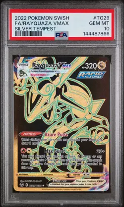 PSA 10 - Pokemon Sword & Shield Silver Tempest #TG29 - Rayquaza VMAX – Full Art - Image 1