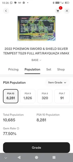 PSA 10 - Pokemon Sword & Shield Silver Tempest #TG29 - Rayquaza VMAX – Full Art - Image 3