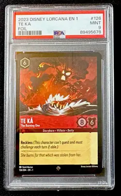 PSA 9 Te Ka The Burning Foil Disney 2023 Graded Lorcana Card The First Chapter - Image 1