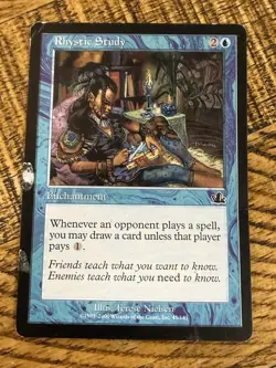 Rhystic Study 45/143 Prophecy Magic The Gathering (MTG) Common Fair Condition - Image 1
