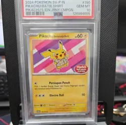 2024 POKEMON INDONESIAN SV-P PROMO #190 PIKACHU IN BATIK SHIRT PSA 10 - Image 1