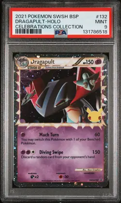 2021 Pokemon Celebrations Black Star Promo SWSH132 Dragapult Holo PSA 9 - Image 1