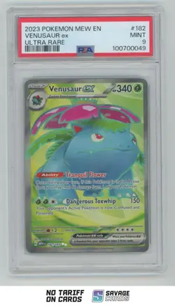 2023 Pokemon Scarlet & Violet 151 Ultra Rare Full Art Venusaur ex PSA 9 #182/165 - Image 1