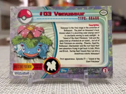 1999 Topps Pokemon #03 Venusaur (TV Animation Series 1) Very Small Crease - Blue - Image 2