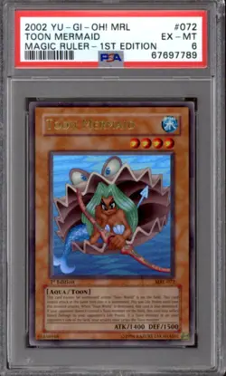 Yugioh Magic Ruler 1st Edition Toon Mermaid MRL-072 PSA 6 - Image 1