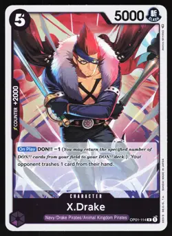 X.Drake (114) OP01-114 One Piece TCG Foil R NM - Image 1