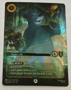 Disney Lorcana Baloo Carefree Bear Enchanted Foil Whispers In the Well 230/204 - Image 1