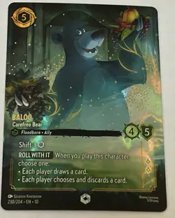 Disney Lorcana Baloo Carefree Bear Enchanted Foil Whispers In the Well 230/204 - Image 3