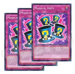 Yugioh - Magical Hats x 3 - 1st Edition NM - Free Holographic Card - Image 1