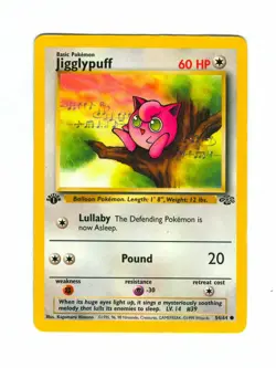 Vintage 1999 First Edition JIGGLYPUFF Pokemon Card 54/64 (Jungle Set) - Image 1