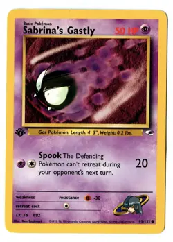Vintage 2000 First Edition SABRINA's GASTLY Pokemon Card 93/132 (Gym Heroes Set) - Image 1