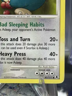 Snorlax 81/111 Rising Rivals Regular 2009 English Pokemon TCG MP - Image 4