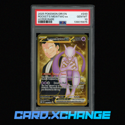 2025 Pokemon Destined Rivals 240 Rocket's Mewtwo ex Hyper Rare PSA 10 Gem Mint - Image 1
