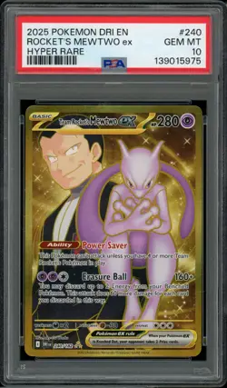 2025 Pokemon Destined Rivals 240 Rocket's Mewtwo ex Hyper Rare PSA 10 Gem Mint - Image 2