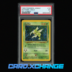 1999 Pokemon Jungle 10 Scyther Holo Rare No Symbol PSA 5 Excellent - Image 1