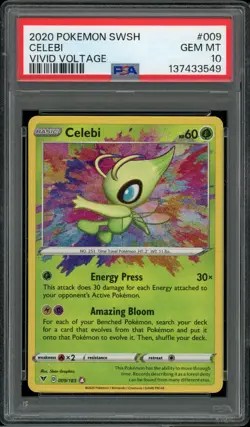 2020 Pokemon Swsh Vivid Voltage 009 Celebi Amazing Rare PSA 10 Gem Mint - Image 2