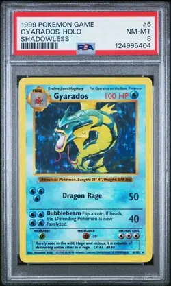 GYARADOS Shadowless Base Set Holo Rare #6 PSA 8 Vintage Pokemon - Image 1