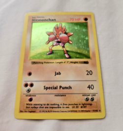 Pokemon 1999 Shadowless Base Set Rare Holofoil! Hitmonchan 7/102 (LP) - Image 3