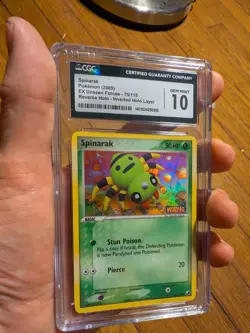 (TOP POP 3) CGC 10 GEM MINT Spinarak 75/115 Unseen Forces Pokemon ERROR HOLO - Image 1