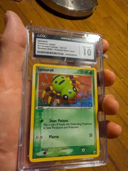 (TOP POP 3) CGC 10 GEM MINT Spinarak 75/115 Unseen Forces Pokemon ERROR HOLO - Image 2