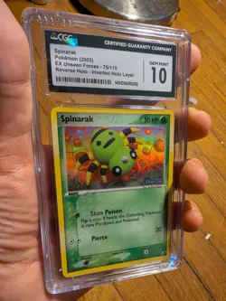 (TOP POP 3) CGC 10 GEM MINT Spinarak 75/115 Unseen Forces Pokemon ERROR HOLO - Image 3